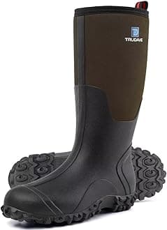 Trudave Rubber Boots for Men with Steel Shank, Waterproof Insulated Reliable Rain Boots for Outdoor Work Hunting, Warm Dry 5mm Neoprene Anti-slip All-Season Mud Boots, Size 5-14
