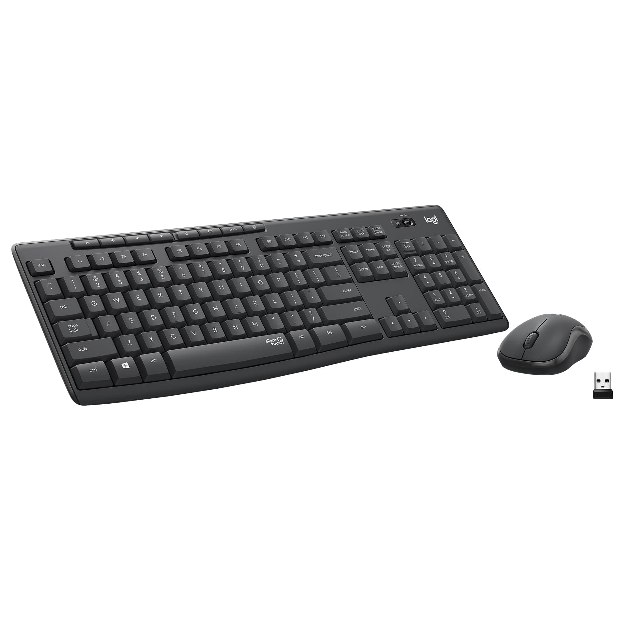 Logitech MK295 Wireless Mouse & Keyboard Combo with SilentTouch Technology, Full Numpad, Advanced Optical Tracking, Lag-Free Wireless, 90% Less Noise - Graphite