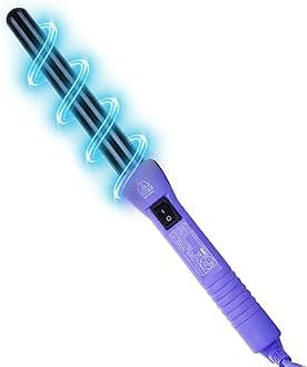 Grande Ceramic Tapered Curling Wand - 1 inch Dual Voltage with Negative Ions for Long and Short Hair (Purple)