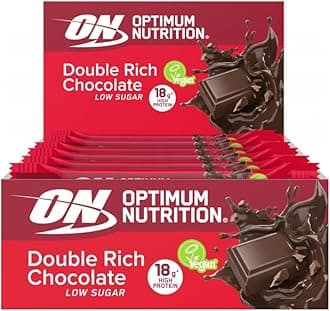 Optimum NutritionDouble Rich Chocolate Plant Protein Bars, Vegan Society Approved Snacks, Low Sugar, Pre-Workout and Post-Workout Snack for Men and Women, 12 x 60g