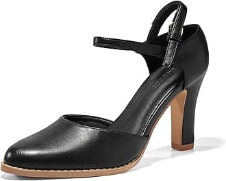 Womens Chunky High Heels Closed Pointed Toe Ankle Strap Pumps Vintage D'Orsay Dress Party Shoes