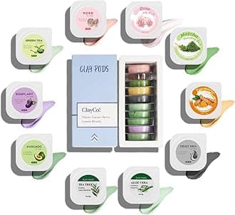 ClayCo! 10 Piece Clay Mask Variety Kit for Men & Women Facial and Skin Care, Clay Face Mask Set (Rose, Rose Jelly, Matcha, Turmeric, Dead Sea, Green Tea, Aloe Vera, Avocado, Eggplant, Tea Tree)