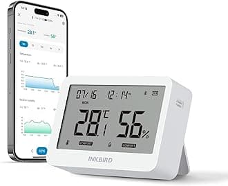 Inkbird Bluetooth Room Thermometer Hygrometer, ITH-21-B Digital Temperature Humidity Meter with APP Control, Data Export for Home, Office, Wine Cellar, Greenhouse