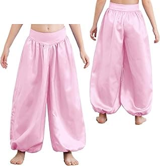 Jhaoyu Harem Pants for Girls Belly Dance Bottoms Halloween Party Tribal Arabic Trousers Satin Bloomers