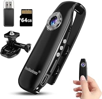 Mini Body Camera with Audio Video Recording 1080P 64GB Portable POV Motion Detection Video Recorder with Magnetic Pocket DV Portable for Cycling, Pets