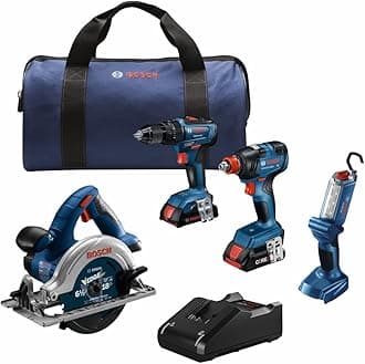 GXL18V-497B23 18V 4-Tool Combo Kit with 2-In-1 1/4 In. and 1/2 In. Bit/Socket Impact Driver, 1/2 In. Hammer Drill/Driver, Circular Saw, Worklight with (1) CORE18V 4 Ah Battery & (1) 2 Ah Battery