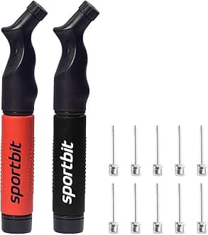 SPORTBIT Ball Pump for Sports Balls - Push & Pull Inflating System - Hand Pump for All Exercise Balls - Volleyball Pump, Basketball Inflator, Football & Soccer Ball Air Pump - Goes with 5 Needles Set
