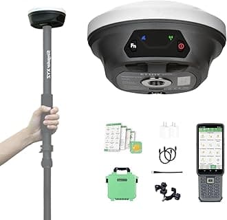 E1 Lite GNSS RTK GPS Surveying Equipment – 1408 Channels RTK Rover for High-Precision Measurement, Land Survey, Topographic Mapping, CORS Correction, with SC200 Collector & Software, FCC Certified