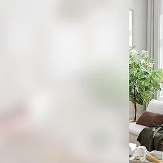 HIDBEA Frosted Window Privacy Film Heat Control UV Blocking, Static Cling Non-Adhesive Reusable Door coverings for Bathroom Home Office (Frosted 35.4 Inch x 16.4 Feet)