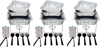 Party Essentials 33-Piece Complete Party Serving Kit with Chafing Racks, Water Pans, Food Pans, Methanol Fuel, Serving Utensils – All-in-One Buffet Set for Catering, Events & Entertaining - UPK-33*