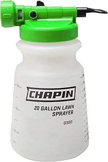 Chapin G390 Hose End Sprayer For Water Soluble Materials, 20 Gallon, 32 Ounce Tank, Finger Control and Backflow Prevention, For Spraying Lawns, Weeds, Insects, Fertilizers, Translucent White