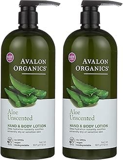 Avalon Organics Hand & Body Lotion, Aloe Unscented, 32 Oz- Pack of 2