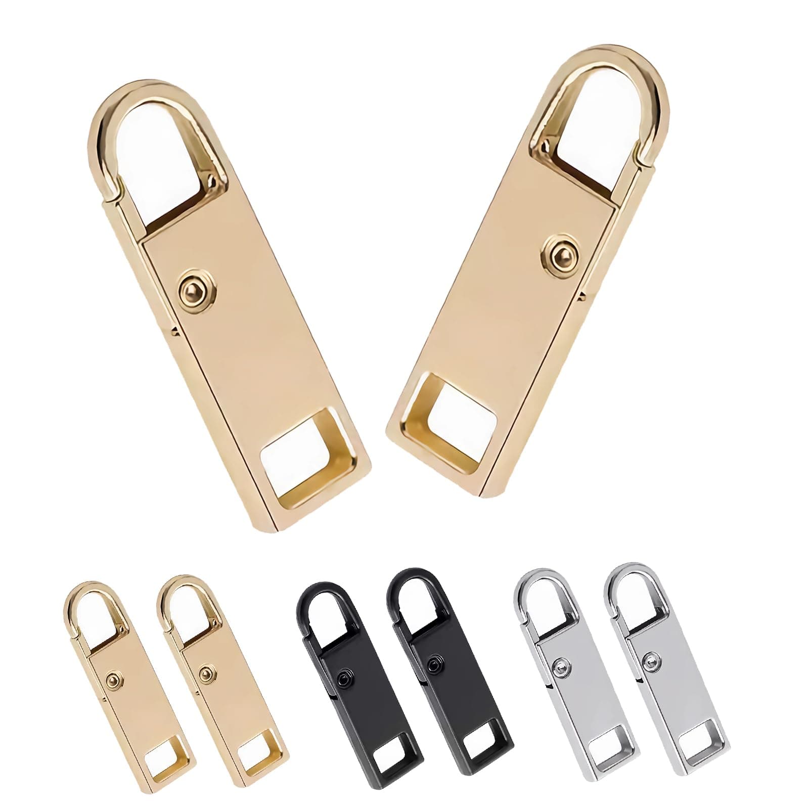 Zipper Pull Replacement Metal Zipper Handle Mend Fixer Tab Repair for Luggage, Backpacks, Suitcases, Jackets, Purses, Handbags (6 PCS)