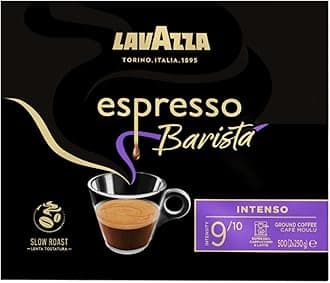 Espresso Barista Intenso, Coffee Ground, 2 x 250 g, Ideal for Moka Pots, with Aromatic Notes of Cocoa and Wood, Arabica and Robusta, Intensity 9/10, Medium Roasting