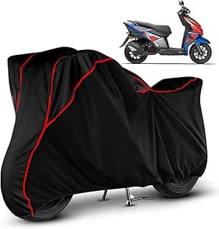 Water Resistant Bike Cover Dustproof UV Protection Bike Body Cover for TVS Ntorq 125 All-Weather Protection with Red Piping - Black