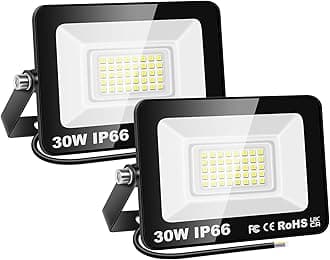 PICAA 2PCS 30W LED Flood Lights Outdoor, Super Bright Security Lights, IP66 Waterproof Floodlight, Cold White (6500K) Wall Light, Perfect for Garden, Yard, Garage, Patio,Warehouse, Parking Lot