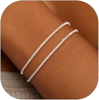 KOHOTA Silver Gold Bracelets for Women Trendy 14K Gold Plated Bracelet for Women Non Tarnish Dainty Stackable Layered Chain Heart Pearl Knot Beaded Bracelets Stack Set Charm Mothers Day Jewelry Gifts