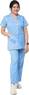 UNIFORM CRAFT Female Nurse Uniform | Hospital Staff, clinics, Home Health, Nurse Uniforms for Women made of Polyester-Cotton (S, Light Blue)