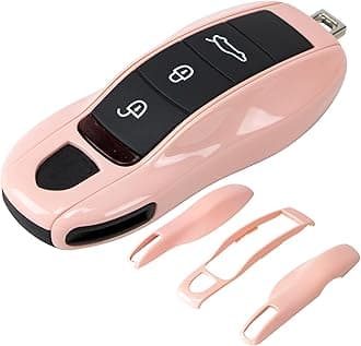 AeroBon 3-Piece Painted Key Cover Key Fob Shell Compatible with Porsche Key Shell Replacement (MK1, Morandi Pink)
