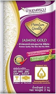 Mah Boonkrong Rice Thai Jasmine Gold • Selected Quality Thai Hom Mali Rice • Product of Thailand, 4.41 lbs ℮ 70.55 oz ℮ 2 kg, 2 Pack