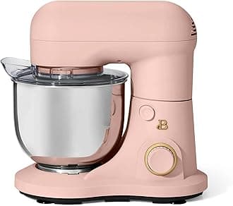 Beautiful 3.5 Qt Tilt-Head Stand Mixer | 12-Speed 300 W Motor | Stainless Bowl + Beater, Dough Hook & Whisk by Drew Barrymore (Rose)