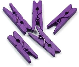 Topxome 100pcs Mini Colored Spring Wood Clips Clothes Photo Paper Peg Pin Clothespin Craft Clips Party Decoration(Purple)