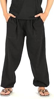 Mens Elastic Waist Casual Lounge Pajama Jogger Yoga Pants Cotton Black