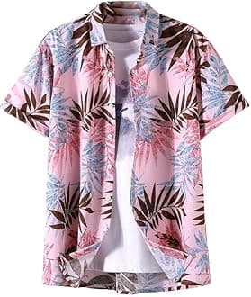 Leriya Fashion Men's Rayon Printed Regular Fit Shirt (Lf-Ms-6089_Pink XXL), 2XL