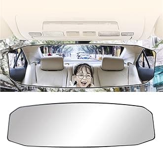 Ettonsun 11.8 Inch Panoramic Rear View Mirror - HD Wide Angle Universal Extended Blind Spot Mirror for Cars, CRV, SUV, Trucks - Interior Clip-On (Convex Clear)