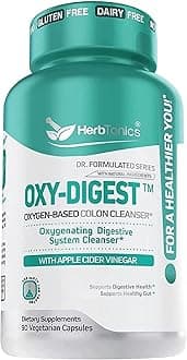 Herbtonics Oxygen Based Colon Cleanse and Detox Digestive System Formula | with Apple Cider Vinegar | Colon Cleanser Pills for Adults | 90 Gluten Free Vegan Capsules