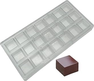 Goldbaking Square Chocolate Making Mould Polycarbonate Chocolate DIY Mold 21 Cavities Candy Ice Cube Molds