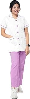 UNIFORM CRAFT Female Nurse Uniform | Hospital Staff, clinics, Home Health, Nurse Uniforms for Women made of Polyester-Cotton (White & Lavendar, S)