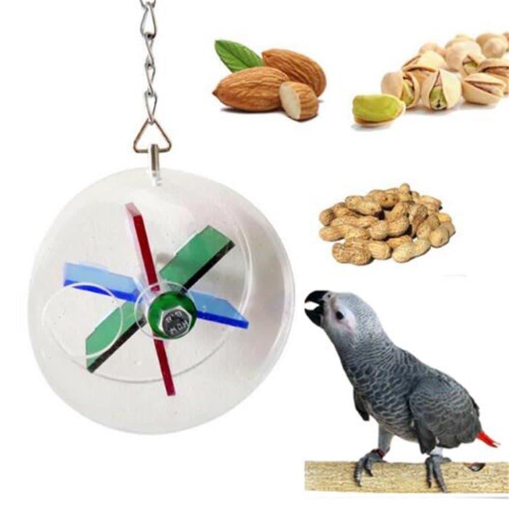 LIANCHI Parrot Creative Foraging Systems Foraging Wheel Bird Intelligence Growth Cage Acrylic Box Toys (A)