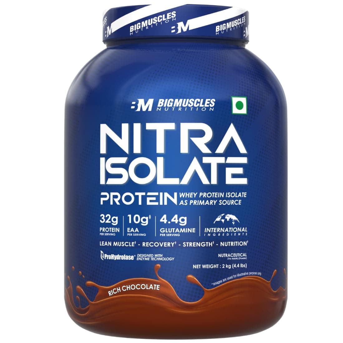 Nitra Isolate [2kg, Rich Chocolate] | 32g Protein | 10g EAA | Whey Protein with ProHydrolase Enzyme Tech. For Faster Absorption