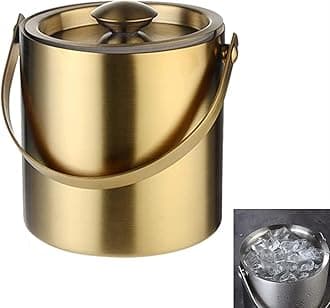 Ice Cube Tray 2 L / 3 L Ice Bucket with Lid Ice Bucket Stainless Steel Ice Cube Tray Double Walled Insulated Ice Container Portable Multifunctional Party Cooler Ice Barrel Barbecue Party