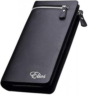 Long Black PU Leather Wallet for Women (Black)