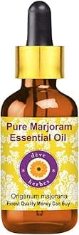 Deve Herbes Marjoram Essential Oil (Origanum majorana) with Glass Dropper Pure | Non-Sticky | Non-greasy | Lightweight | Men & Women | All Skin Types | Steam Distilled 50ml