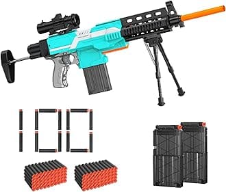 Automatic Toy Gun for Nerf Guns Bullets - 3 Modes Toy Foam Blasters with Bipod, 2 Magazine Clips, 100 Bullets, Automatic Machine Gun for Boys Kids Age 6-12, Gifts for Birthday Christmas