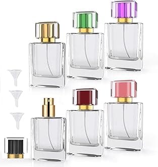 6 Pack Refillable Perfume Atomizer 50ml 1.7oz Large Perfume Bottle for Essential Oils, Perfumes,Empty Clear Glass Mist Spray Bottle for Traveling and Outgoing