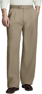Mens Casual Dress Pants Old Money Pleated Baggy Wide Leg Vintage Relaxed Fit Slacks Work Office Trousers