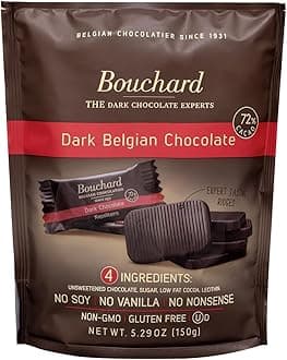 Bouchard Premium Belgian Dark Chocolate with 72% Cacao (5.29 OZ / 150g) (Pack of 4)