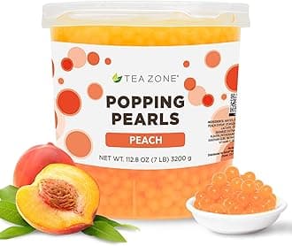 [7 Pounds] Peach Popping Pearls for Boba Tea Beverages, Sweets, Ice Cream Topping | B2061