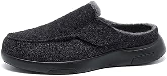 Men's Orthopedic Slippers Walking Shoes with Arch Support: Slip On Loafers for Plantar Fasciitis, Casual Flat Feet Hook and Loop Mule Clogs for Foot and Heel Pain Relief