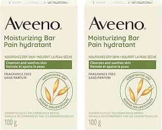 Aveeno Moisturizing Bar with Natural Colloidal Oatmeal for Dry Skin, Fragrance Free, 3.5 Oz (2 Pack)