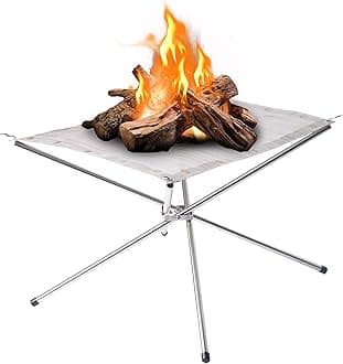 22 inch Portable Outdoor Fire Pit, Collapsing Steel Mesh Fireplace - Perfect for Camping, Backyard and Garden - Carrying Bag Included