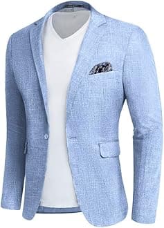 MAGE MALE Men's Slim Fit Blazer Jackets Suit One Button Lightweight Sports Coats Casual Blazer