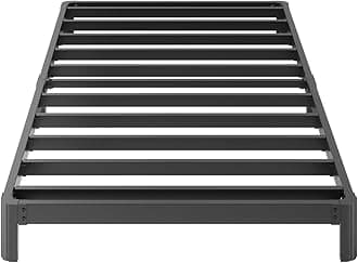 Yicensen 6 Inch Low Twin Bed Frames No Box Spring Needed, Heavy Duty Metal Twin Size Platform Bed Frame with Rounded Corner Legs, Easy Assembly, Noise Free, Black