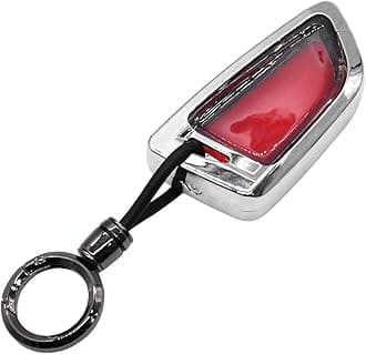 KMH Marble Metal Car Key Cover Compatible with BMW X1 X3 X6 X5, 3, 5, 6, 7 Series M, X, GT Series Models 4 Buttons Smart Keycover with Keychain Key Shell Case Holder Protector Accessories (Chrome)