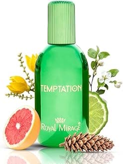 Temptation Eau de Toilette for Women & Men - Sensual Floral Woody Perfume Spray with Citrus & Cedarwood Notes - 3.4 oz / 100ml