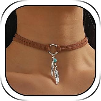 Roe Dolph Boho Necklaces for Women Trendy Western Country Concert Outfits Accessories Brown Suede Choker Necklace Layered Leather Necklaces Boho Western Jewelry Cowboy Cowgirl Outfits Jewelry